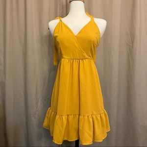 SHEIN Yellow Tie Dress